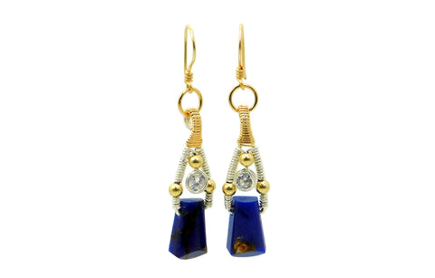 Lapis & Bronzite Bliss Earrings with Herkimer Diamonds in 14kt gold fill and sterling silver