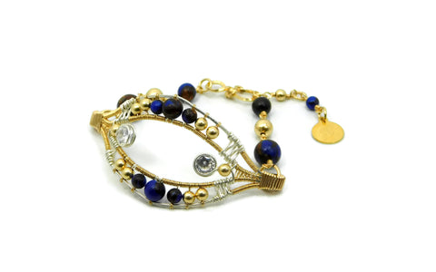 Lapis & Bronzite Joy Bracelet with Herkimer Diamonds in 14kt gold fill and sterling silver