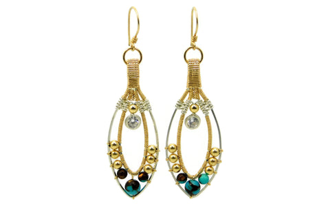 Turquoise & Bronzite Joy Earrings with Herkimer Diamonds in 14kt gold fill and sterling silver